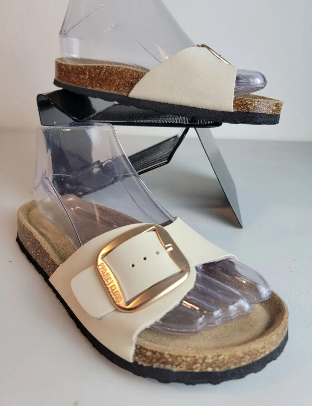Project Cloud Mykonos Women Sandals Leather Upper & Insole Cream Size 5.5